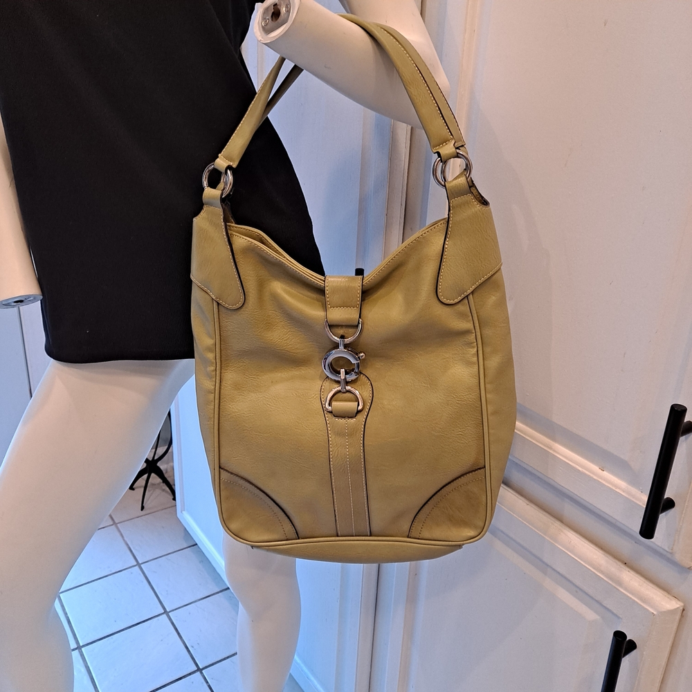 Belle Rose Vintage Green Leather Hobo Bag